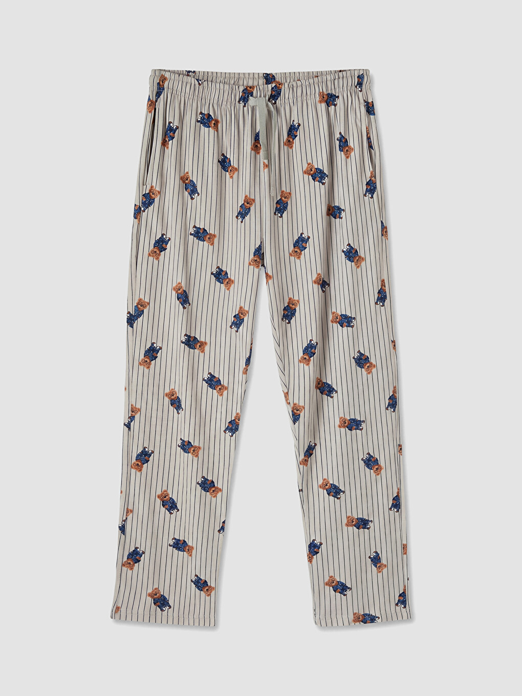 Bej Regular Fit Teddy Baskılı Erkek Pijama Takım-3