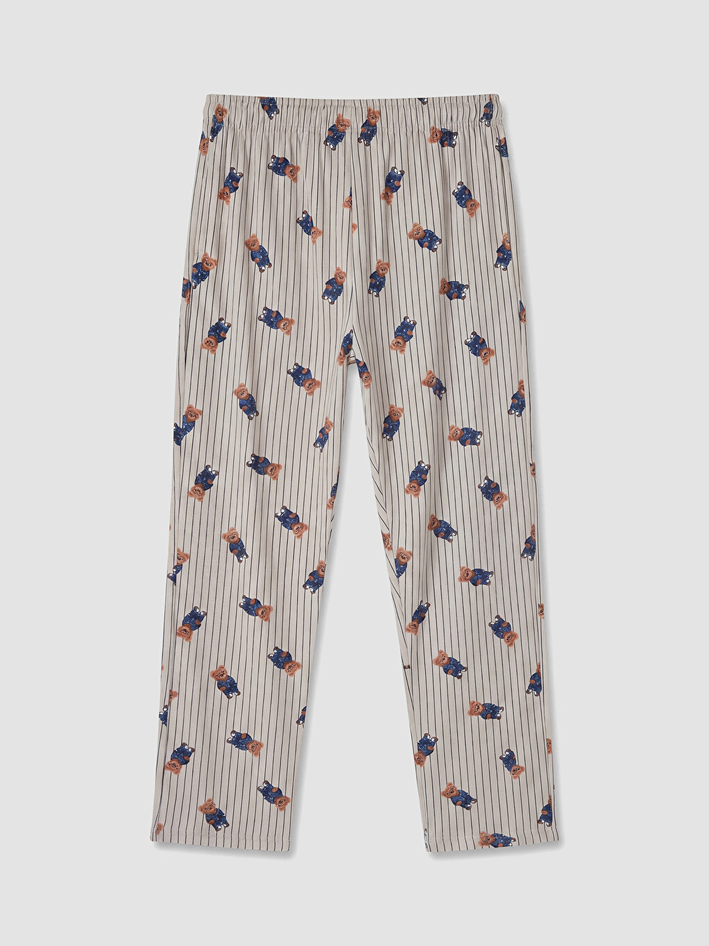 Bej Regular Fit Teddy Baskılı Erkek Pijama Takım-5