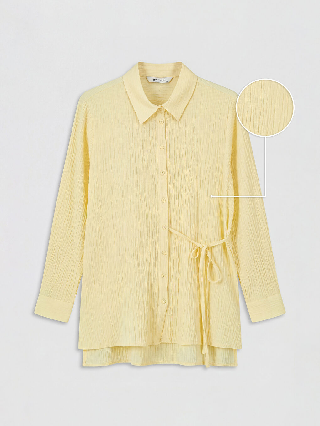 Sarı Dokulu Kadın Gömlek Tunik