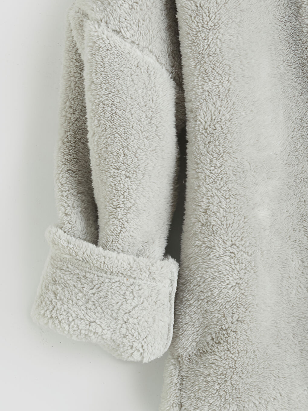 Gri Şal Yaka Kadın Pelüş Pijama Takımı-3