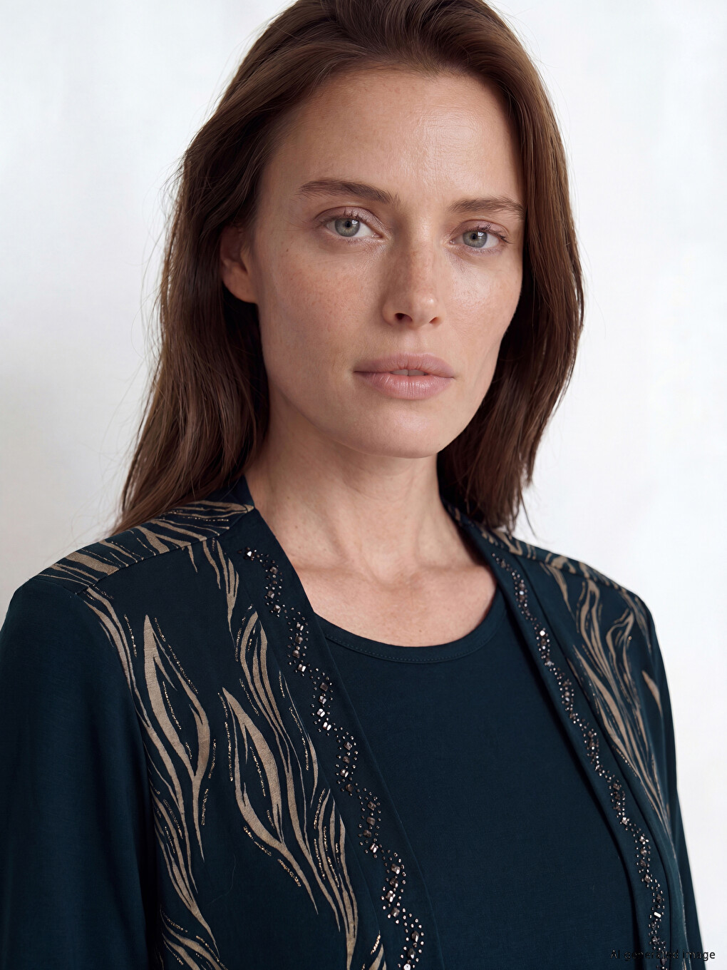 Shawl Collar Patterned Blouse-2