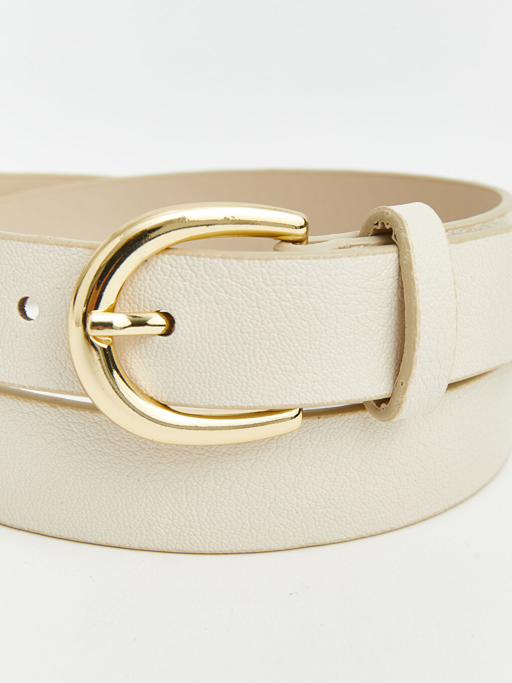 Bej Deri Görünümlü Kadın Kemer-3