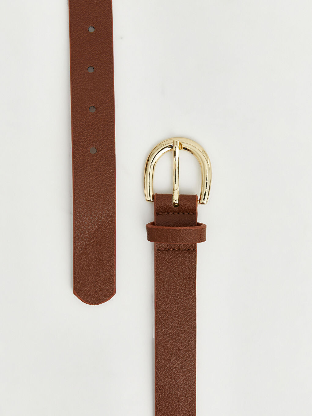 Kahverengi Kadın Metal Tokalı Suni Deri Kemer-2