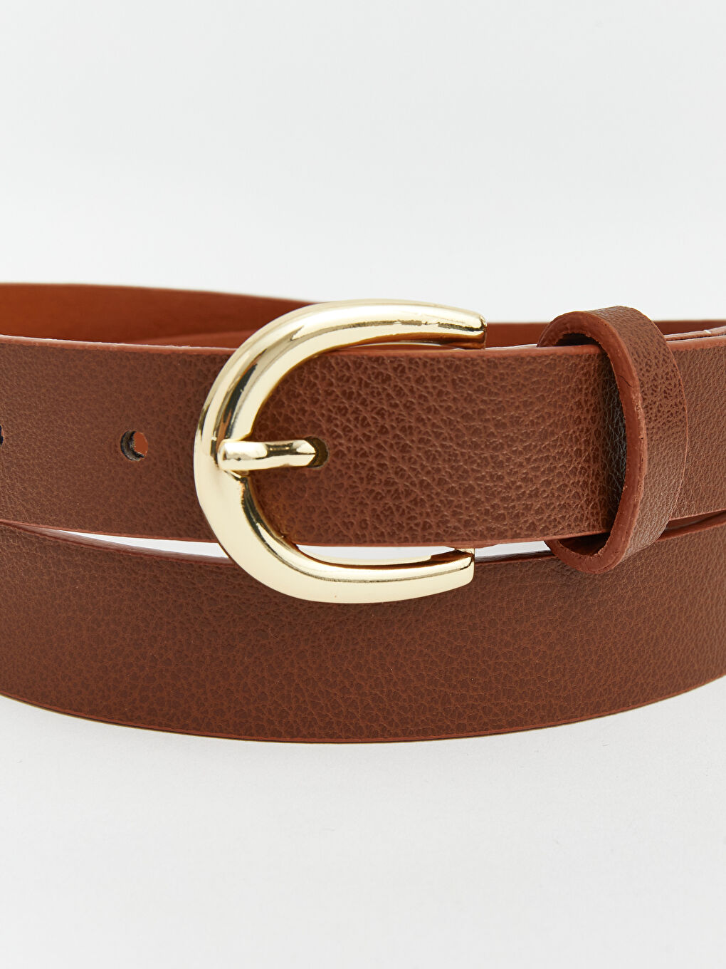 Kahverengi Kadın Metal Tokalı Suni Deri Kemer-3