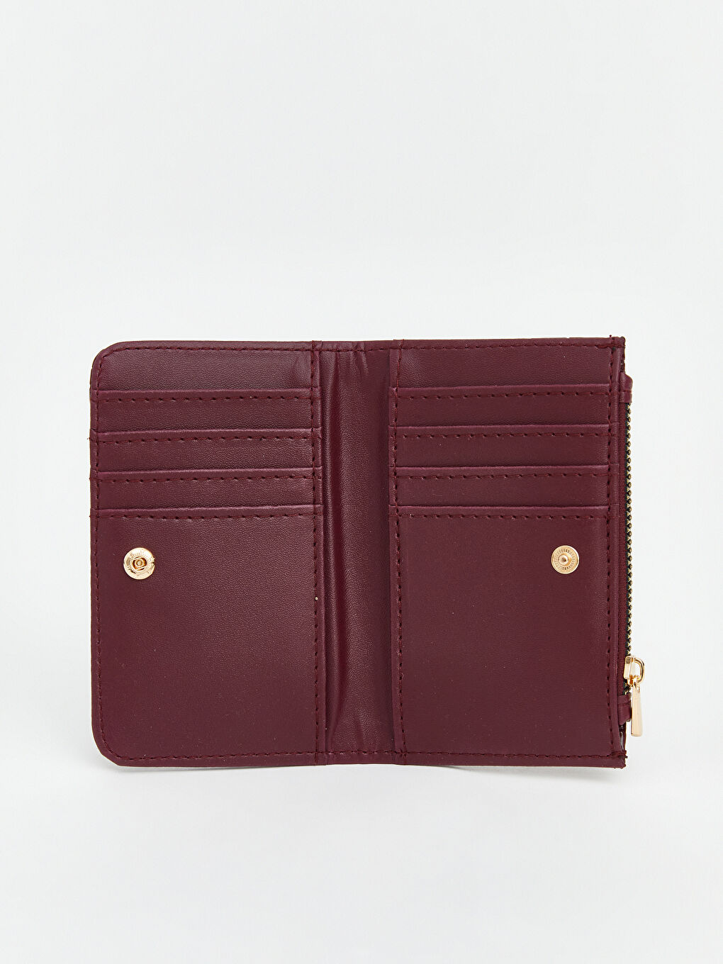 Bordo Deri Görünümlü Kadın Cüzdan-1