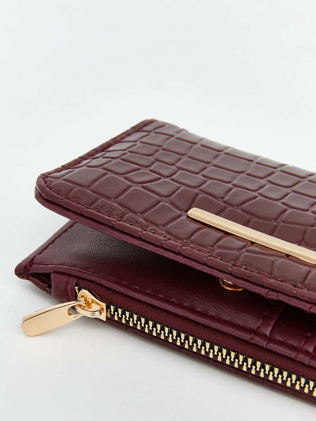 Bordo Deri Görünümlü Kadın Cüzdan-2