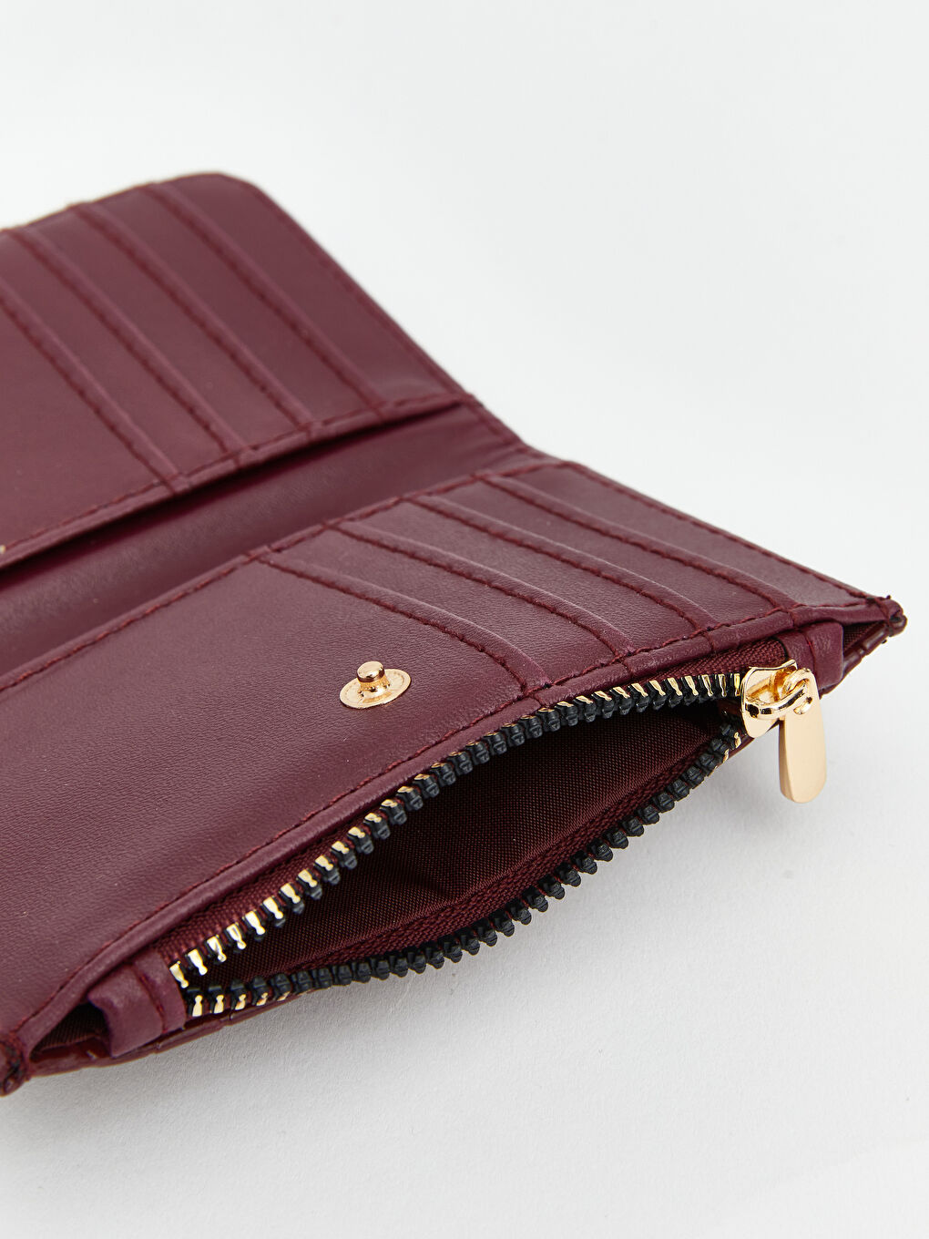 Bordo Deri Görünümlü Kadın Cüzdan-3