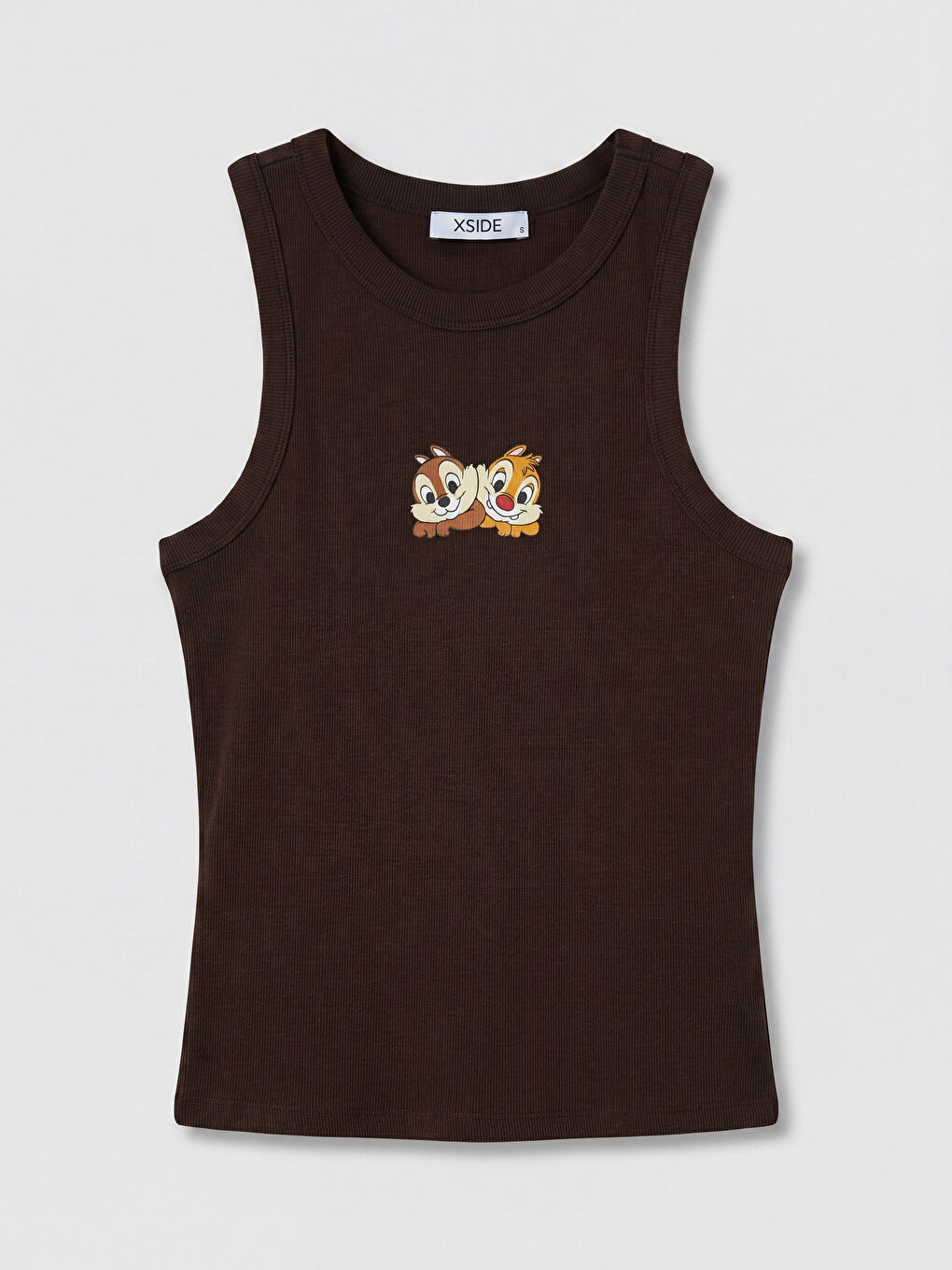 Kahverengi Bisiklet Yaka Chip and Dale Baskılı Kadın Atlet-4