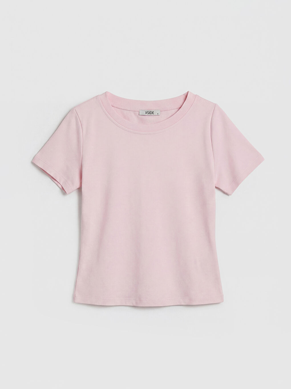 Pembe Bisiklet Yaka Kadın Tişört