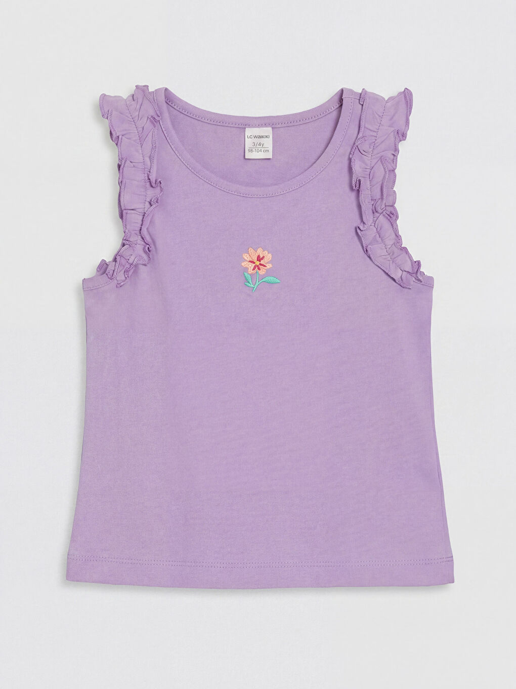 Mercan Bisiklet Yaka Nakışlı Kız Çocuk Atlet 2'li-1