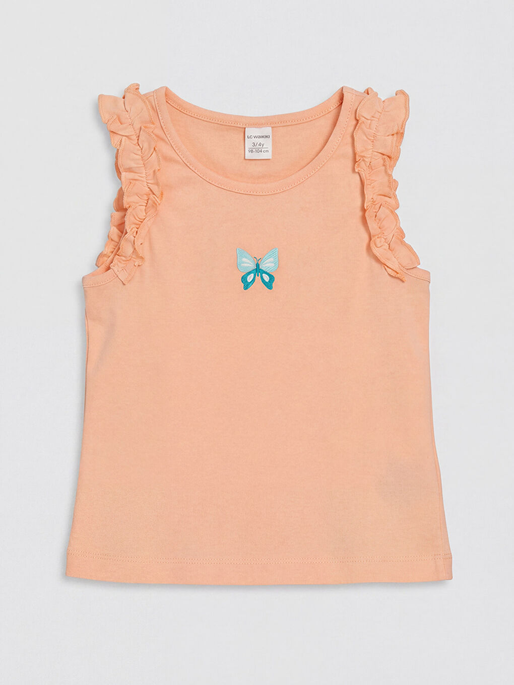 Mercan Bisiklet Yaka Nakışlı Kız Çocuk Atlet 2'li-3