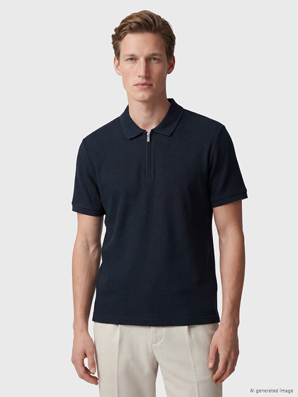 Polo Collar Structured Men's T-shirt-1