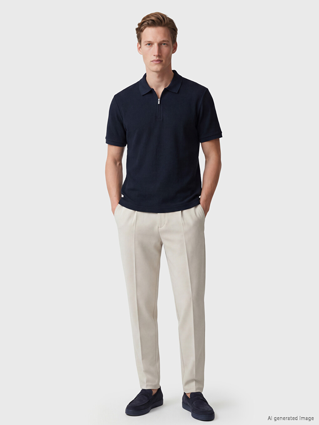 Polo Collar Structured Men's T-shirt-2