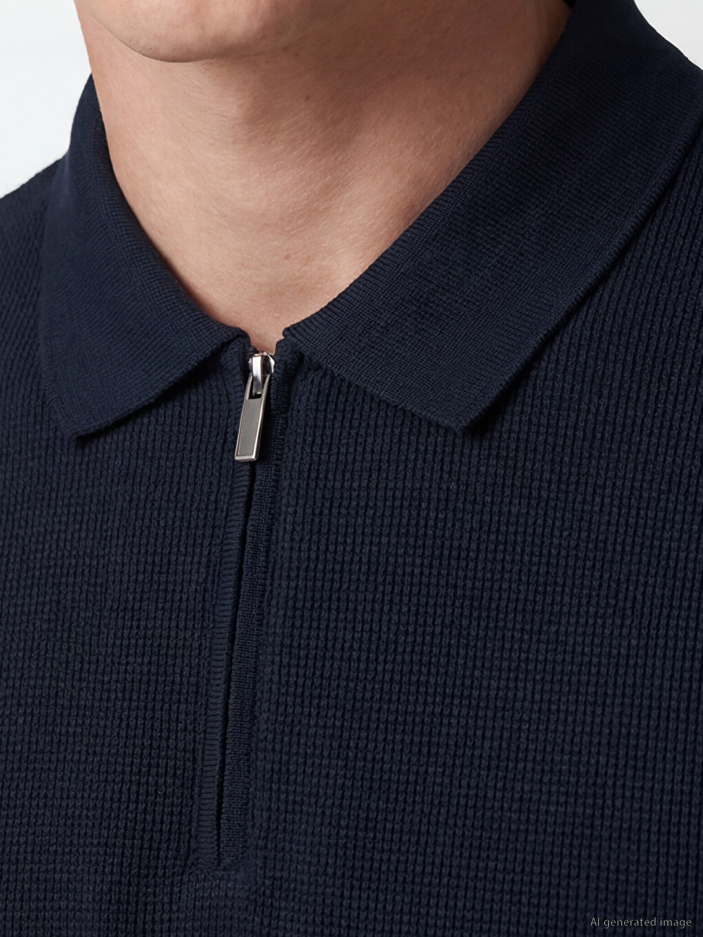 Polo Collar Structured Men's T-shirt-3