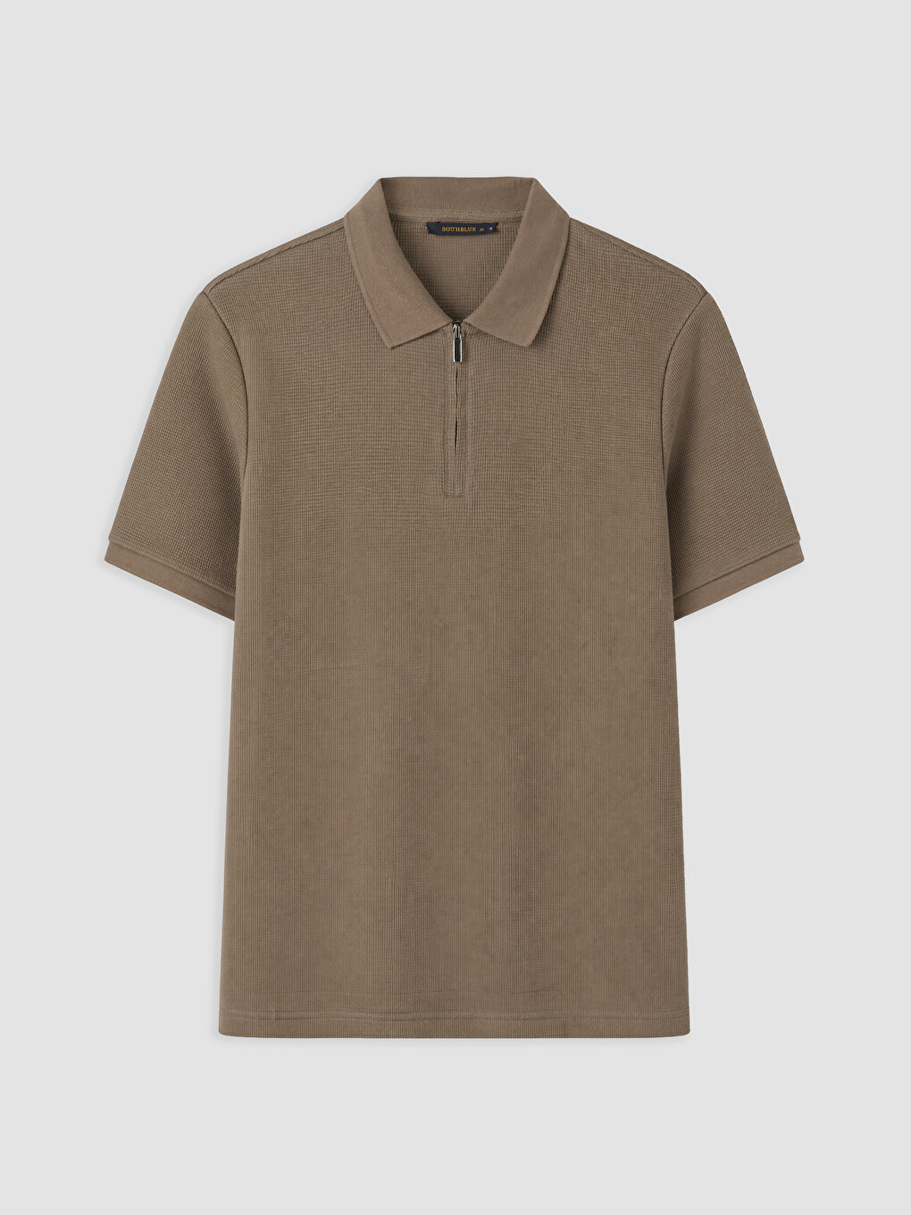 Kahverengi Polo Yaka Dokulu Erkek Tişört-5