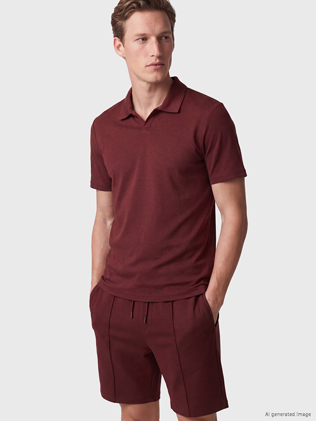 Bordo Polo Yaka Erkek Tişört