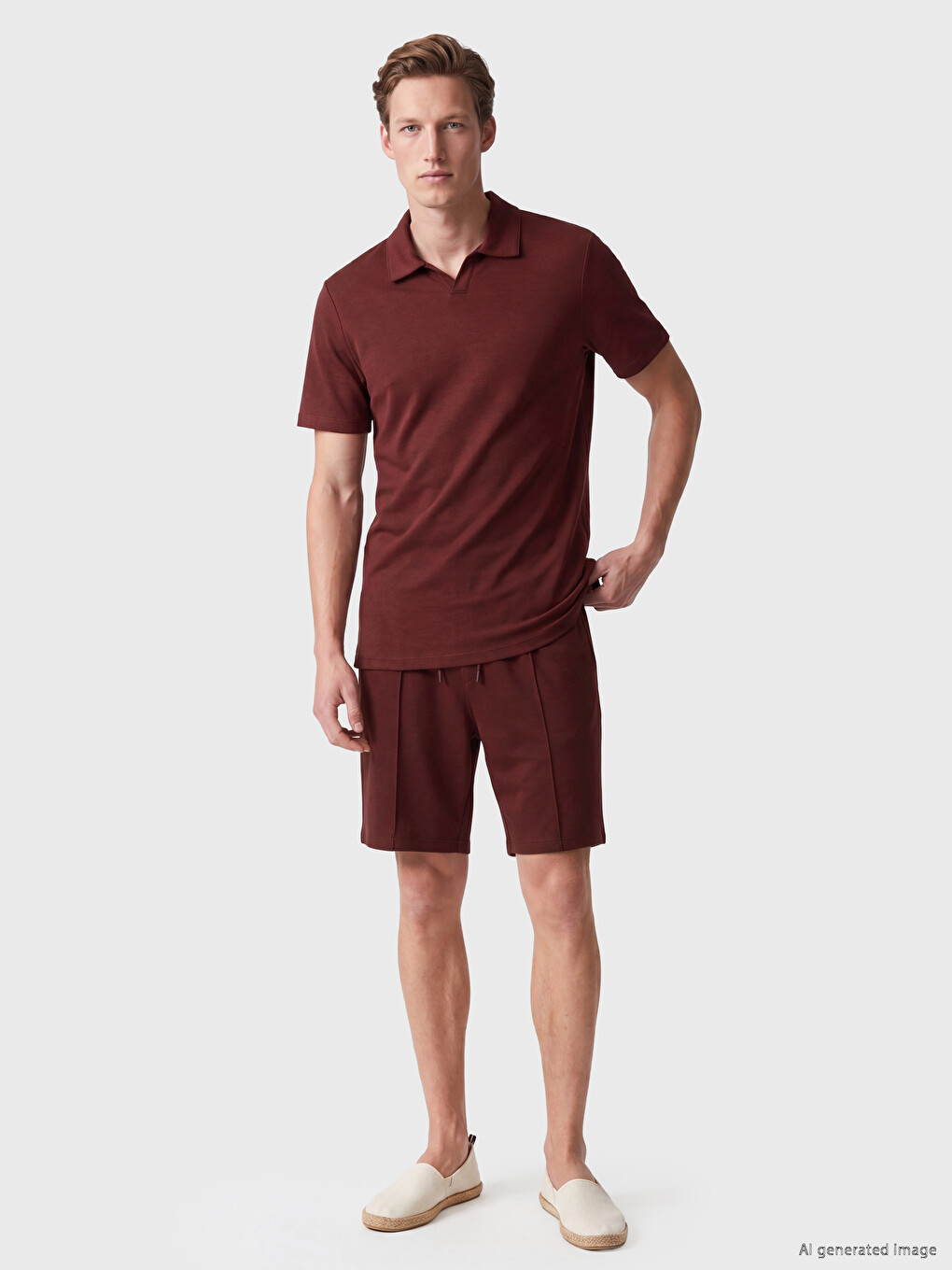 Bordo Polo Yaka Erkek Tişört-1