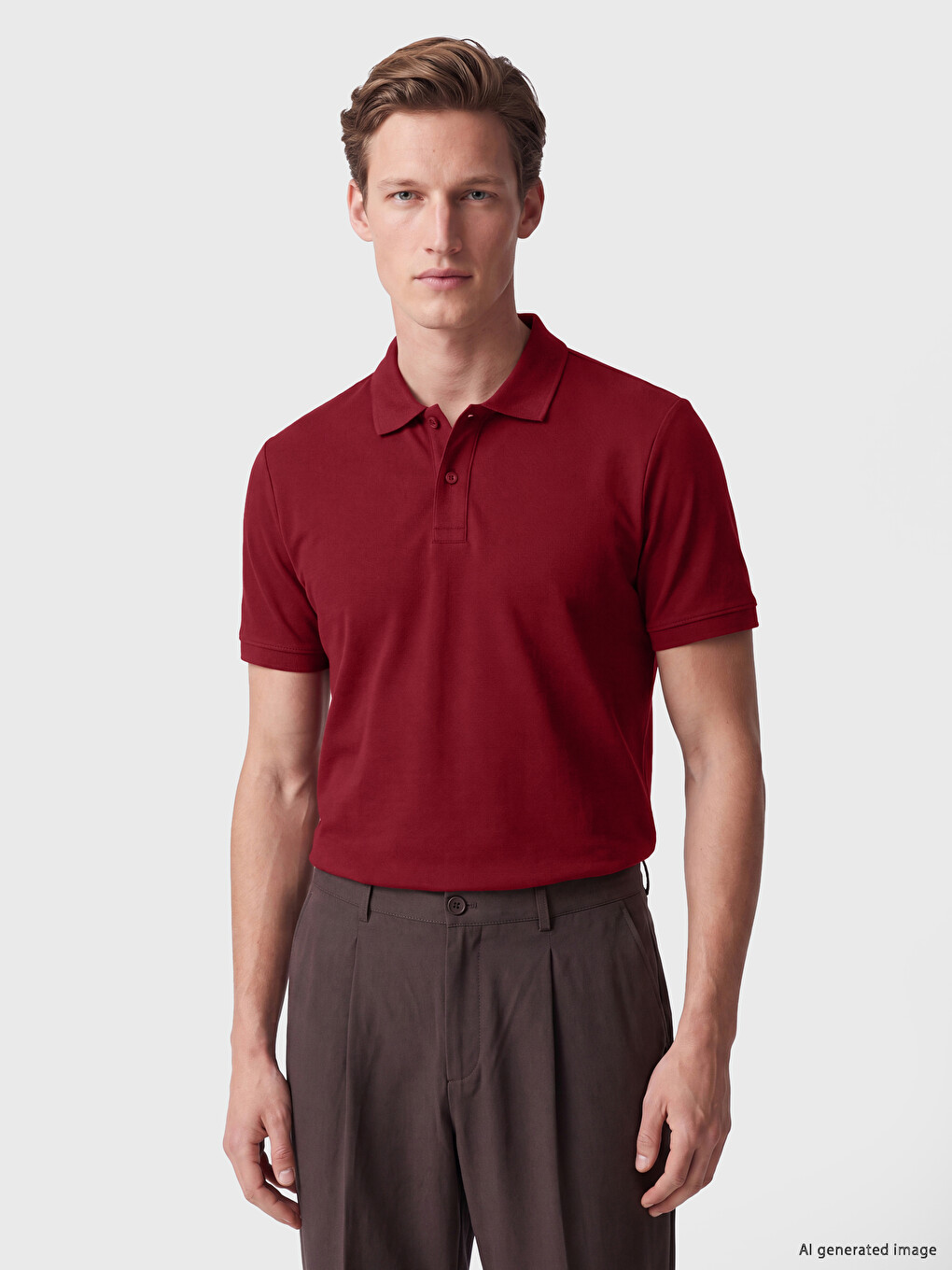 Kırmızı Polo Yaka Pike Erkek Tişört
