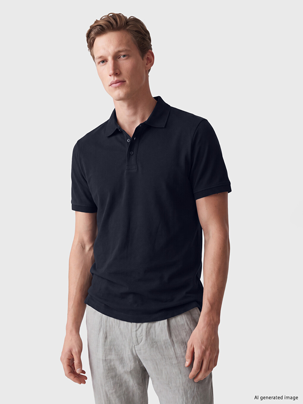 Lacivert Polo Yaka Pike Erkek Tişört