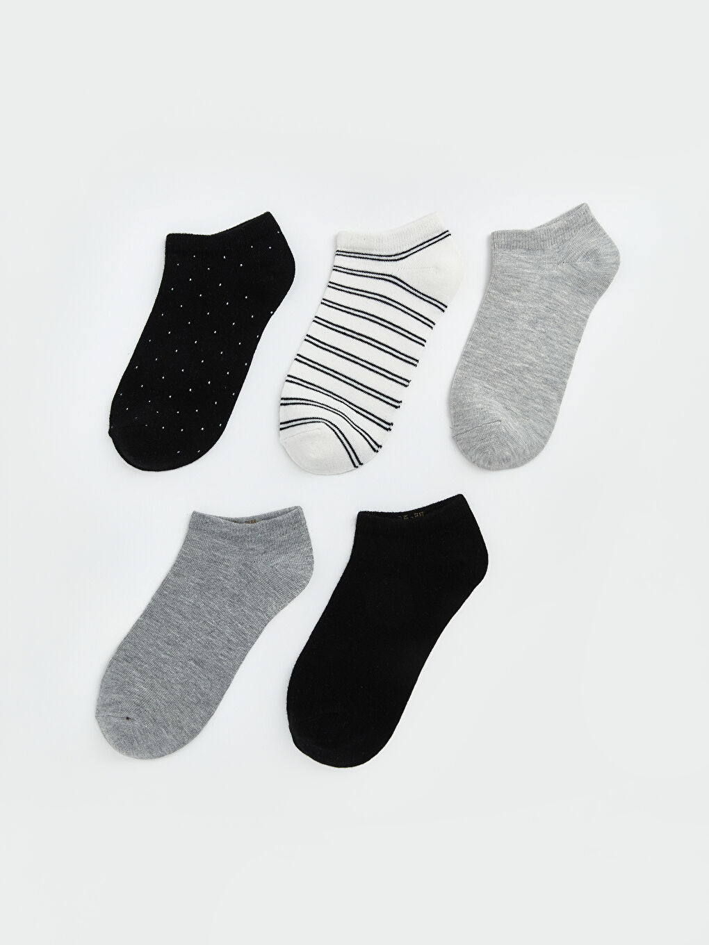 Siyah Desenli Kadın Patik Çorap 5'li