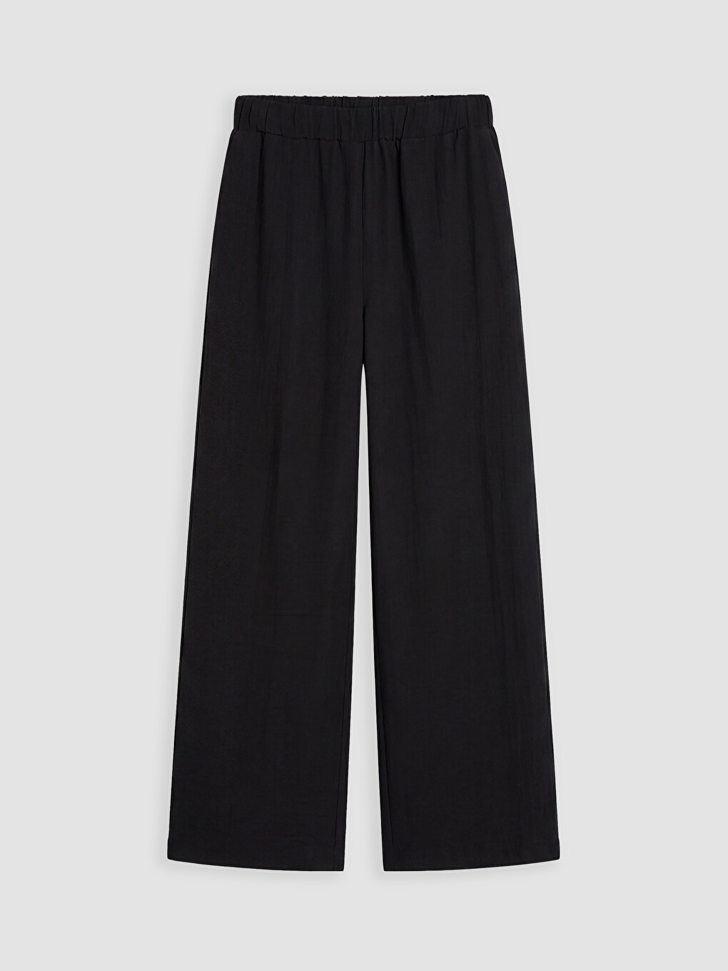 Siyah Beli Lastikli Geniş Paça Kadın Pantolon