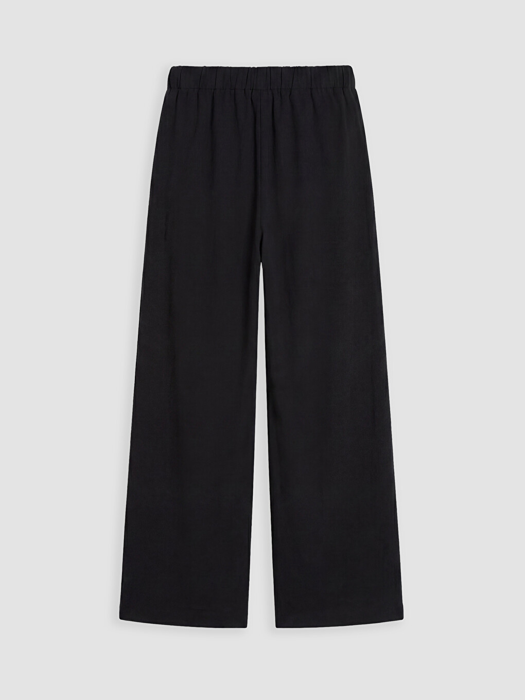 Siyah Beli Lastikli Geniş Paça Kadın Pantolon-1