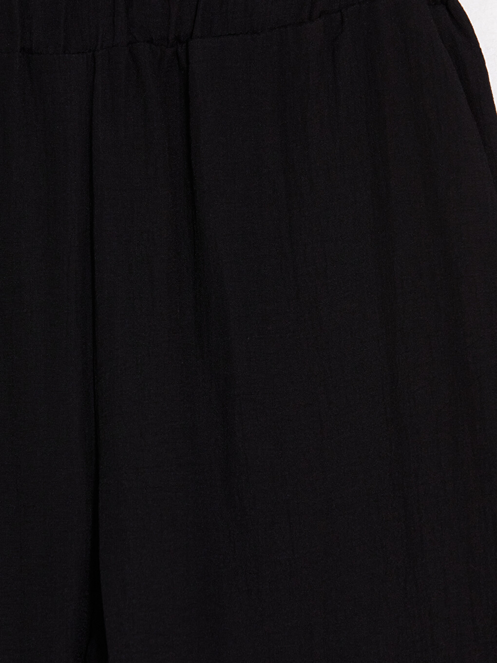 Siyah Beli Lastikli Geniş Paça Kadın Pantolon-2
