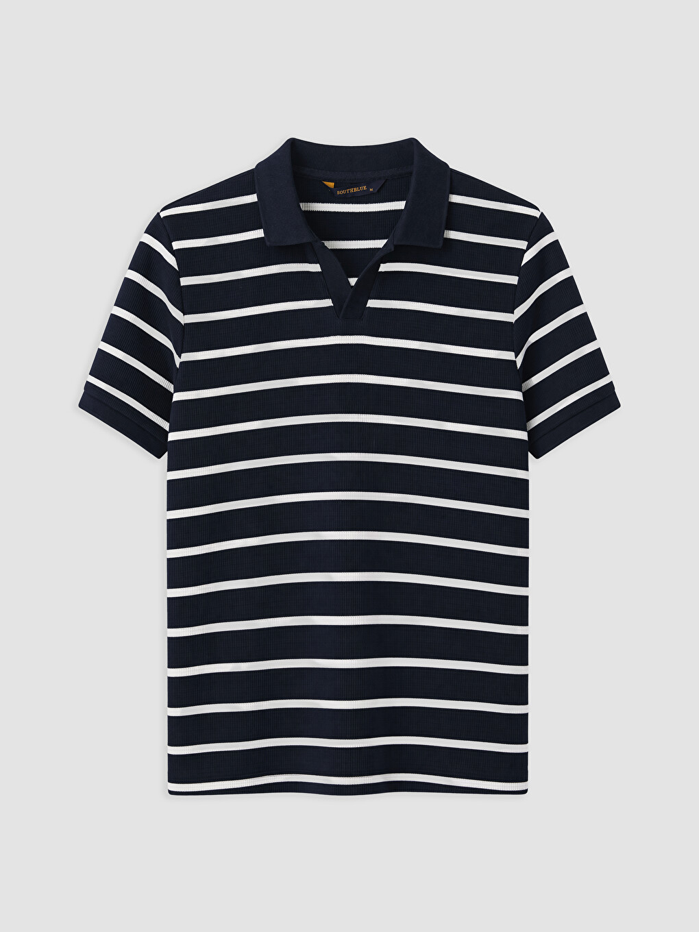 Lacivert Polo Yaka Çizgili Erkek Tişört-4