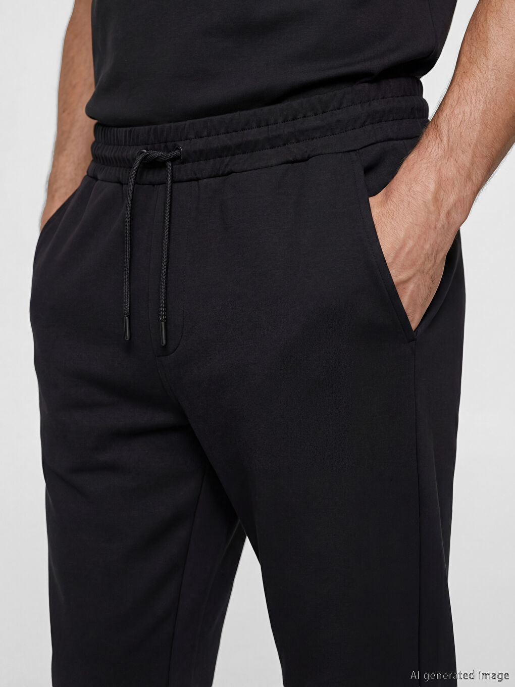Siyah Standart Kalıp Erkek Jogger Eşofman Altı-2