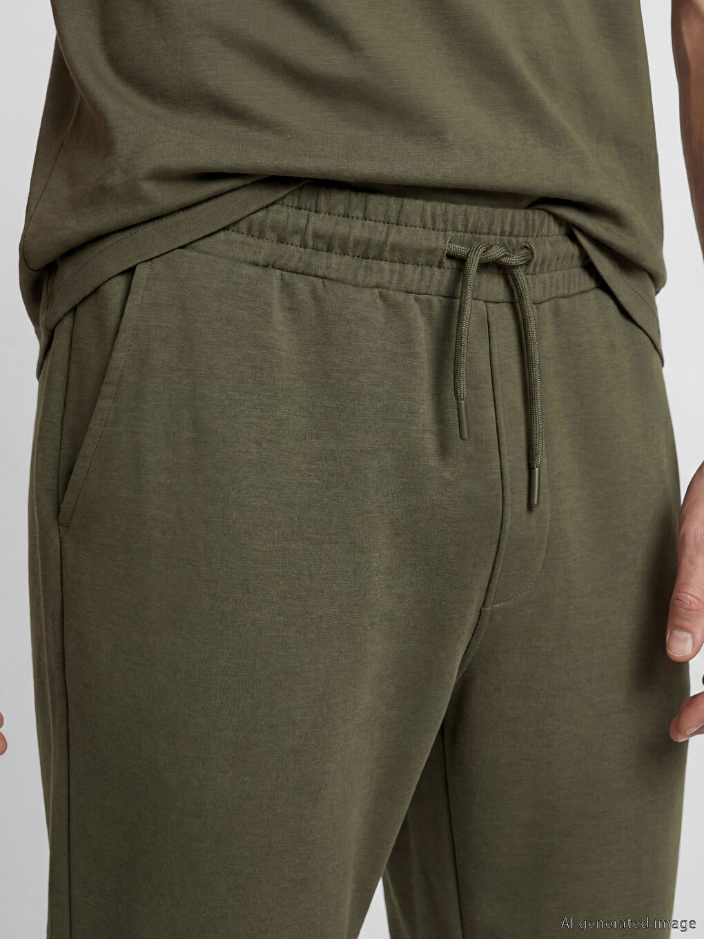 Haki Standart Kalıp Erkek Jogger Eşofman Altı-2