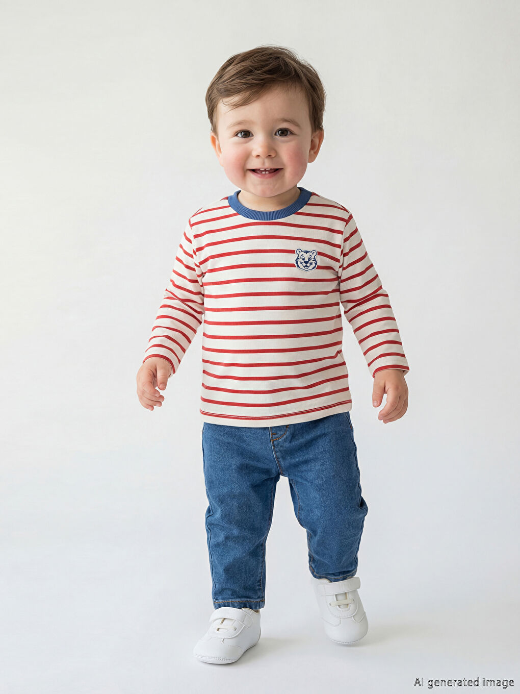Kırmızı Erkek Bebek Jean Pantolon ve Tişört