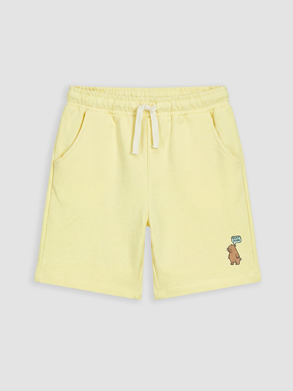 Sarı Beli Lastikli Baskılı Erkek Çocuk Şort