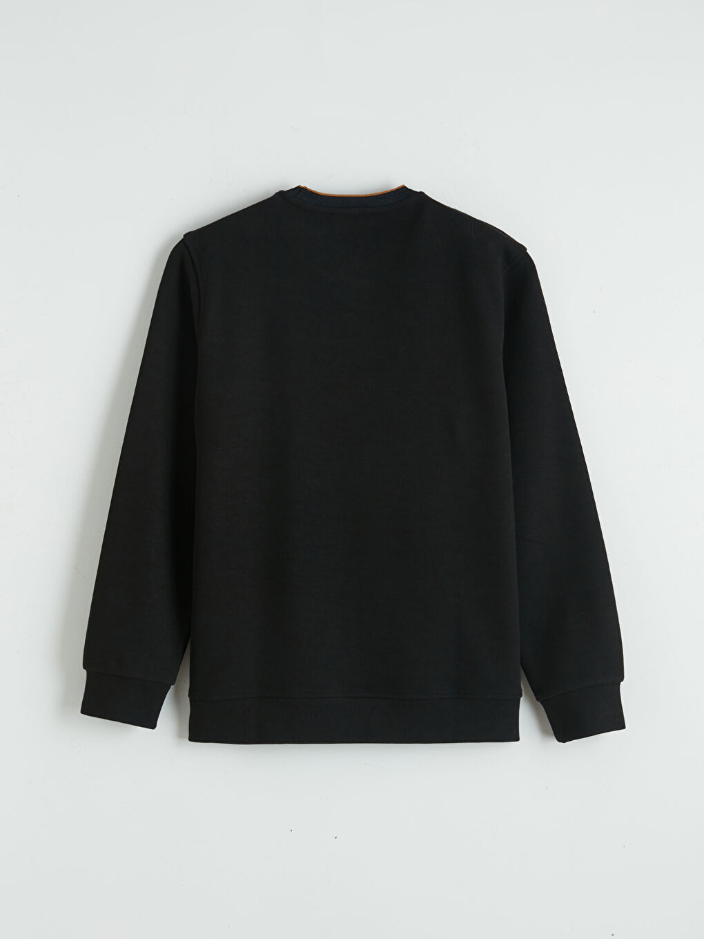 Siyah Bisiklet Yaka Şerit Detaylı Erkek Sweatshirt-1