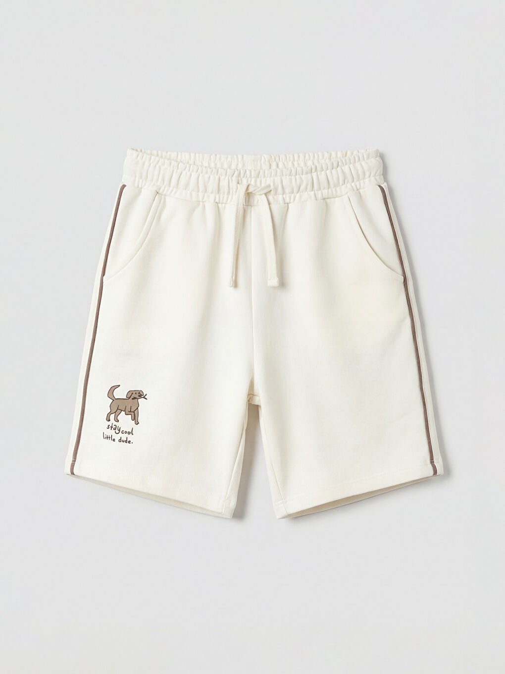 Bej Beli Lastikli Erkek Çocuk Şort 2'li-1