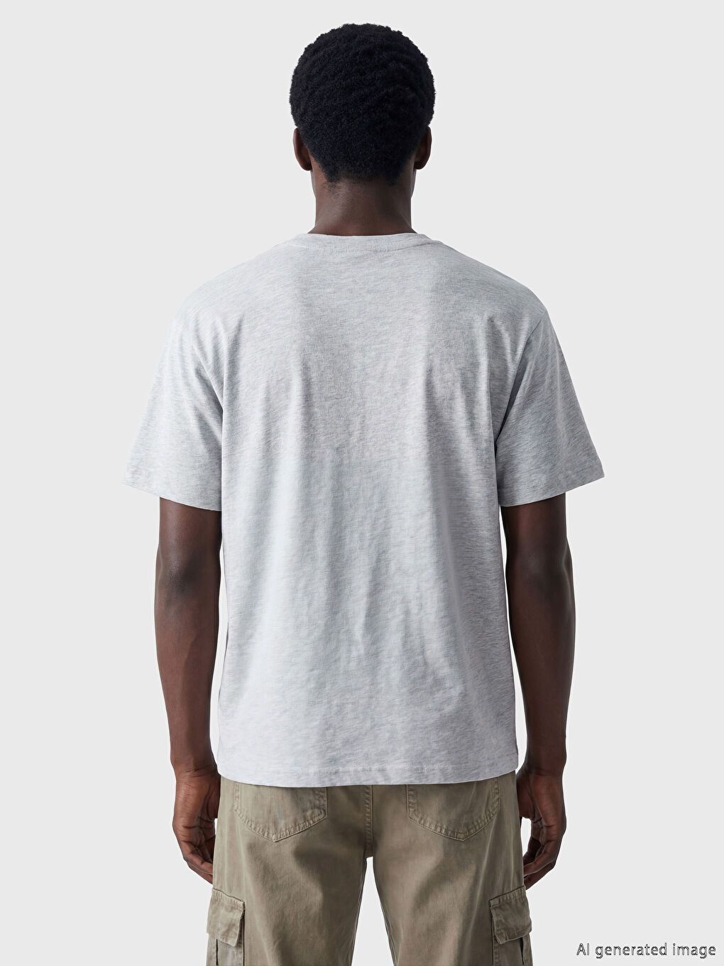 Gri Bisiklet Yaka Erkek Tişört-3