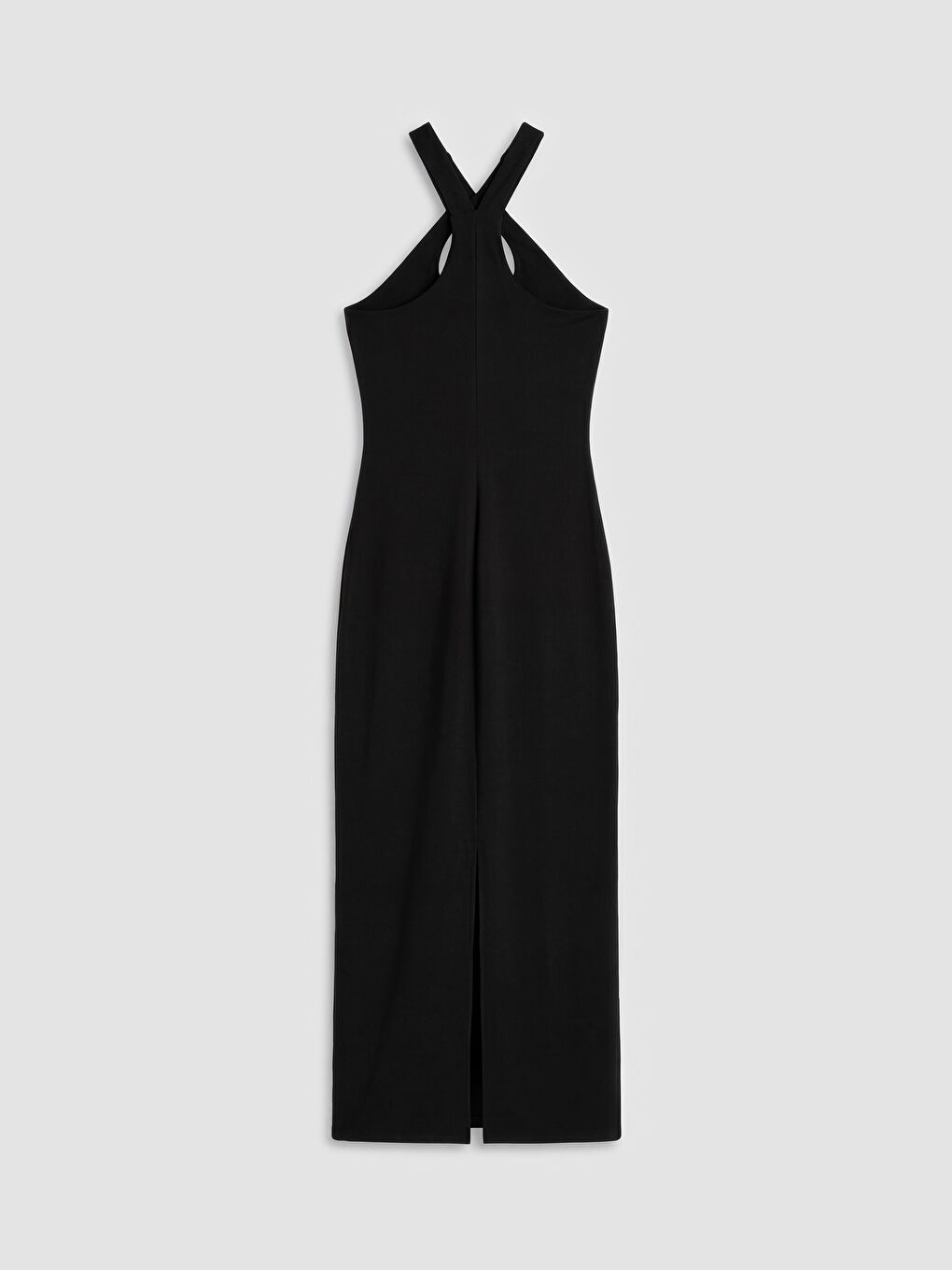 Siyah Halter Yaka Bodycon Elbise-1