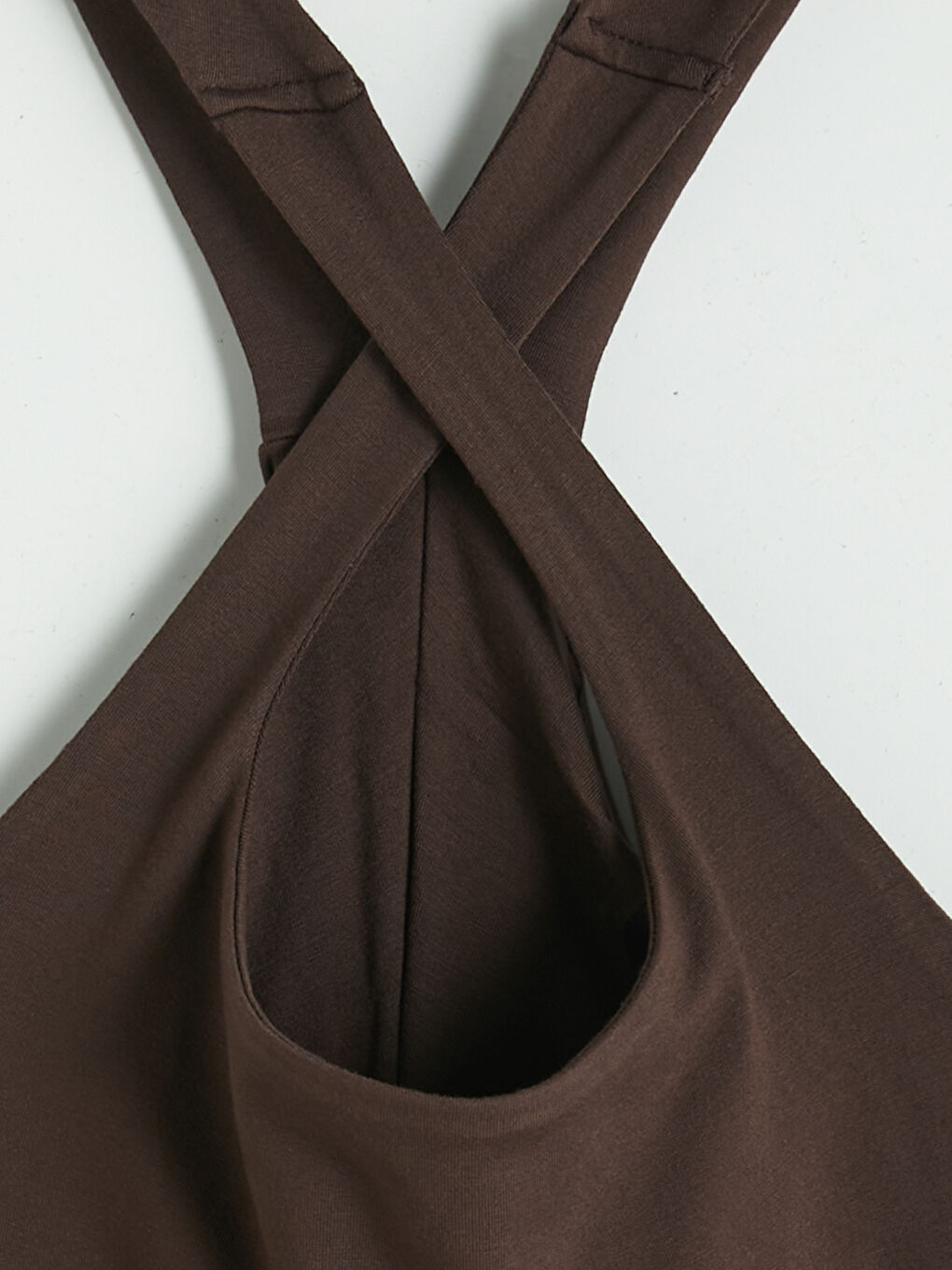 Kahverengi Halter Yaka Bodycon Elbise-2