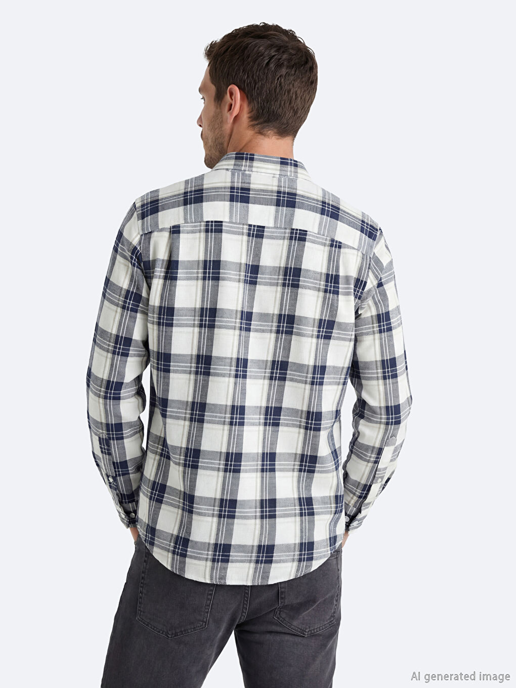 Bej Regular Fit Ekose Erkek Gömlek-3