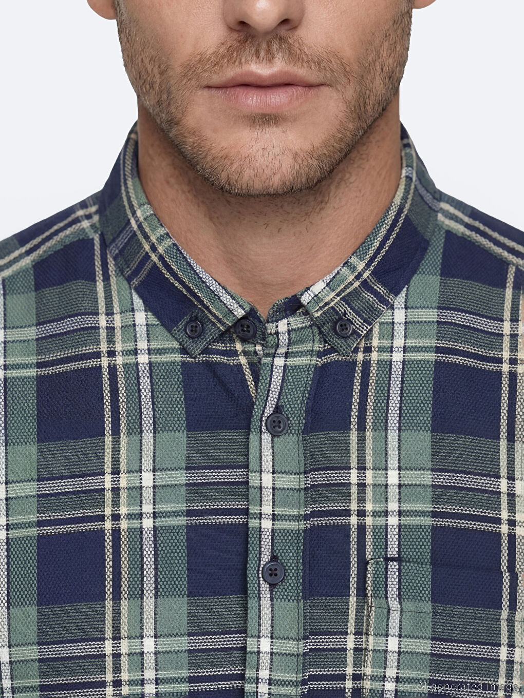 Yeşil Regular Fit Ekose Erkek Gömlek-2
