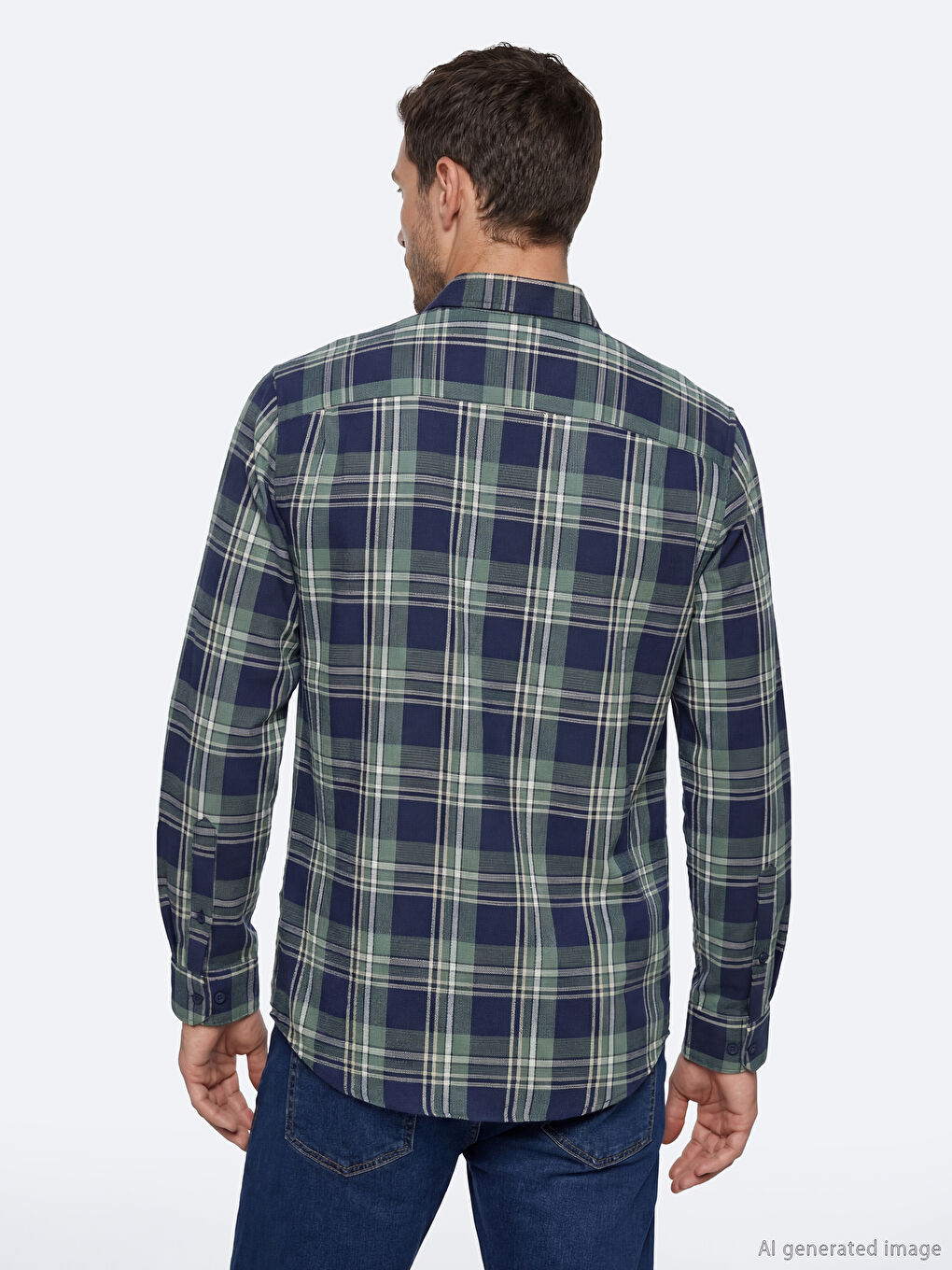 Yeşil Regular Fit Ekose Erkek Gömlek-3