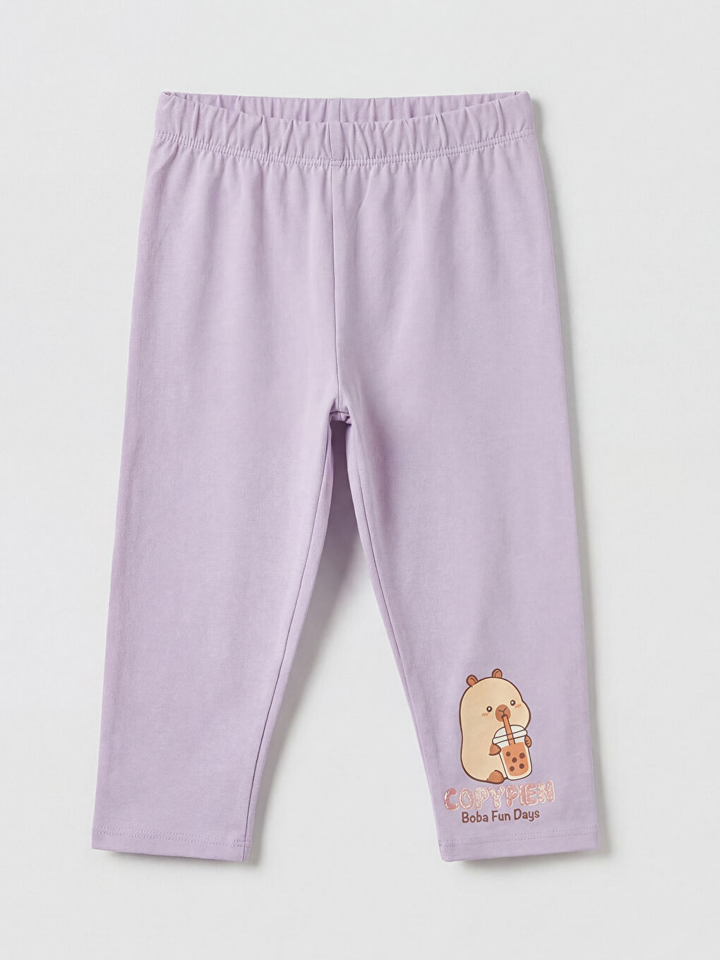 Lila Capyfun Baskılı Kız Çocuk Tişört ve Tayt-3