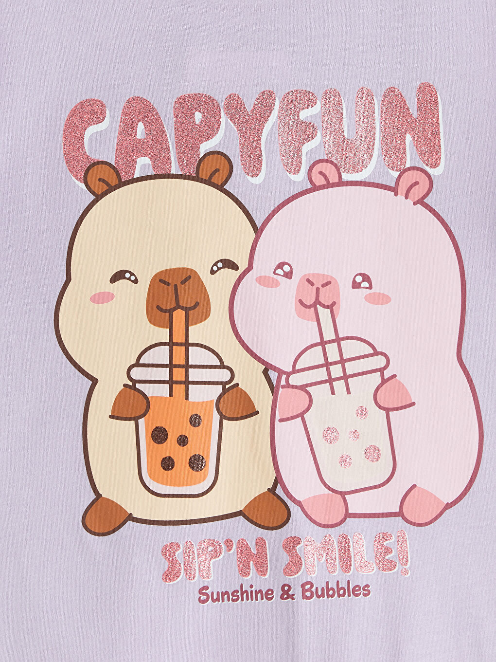 Lila Capyfun Baskılı Kız Çocuk Tişört ve Tayt-5