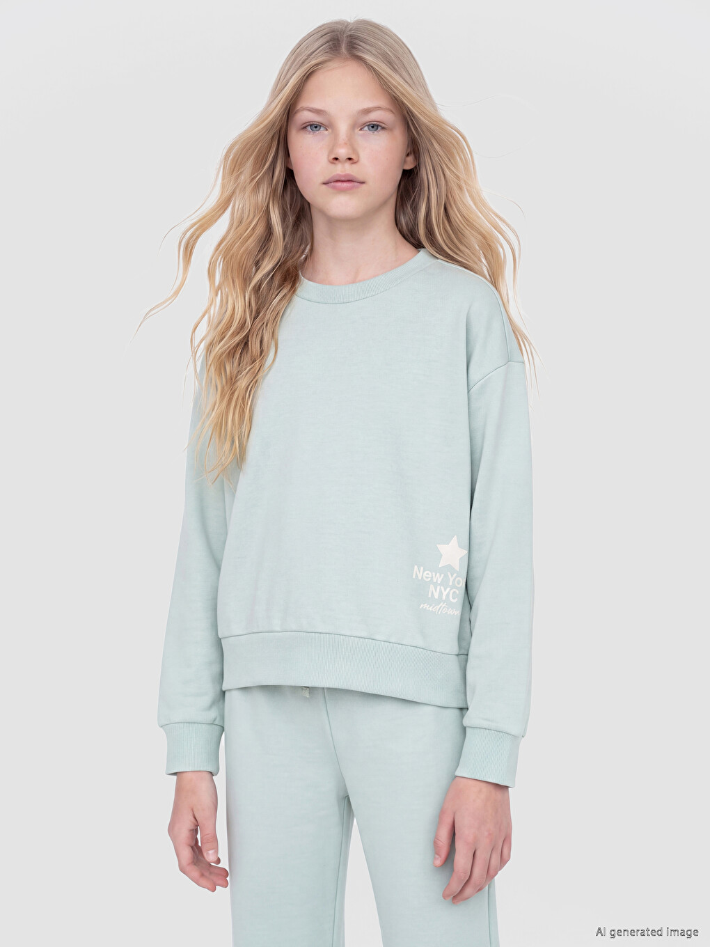  New York Printed Girls' Soft Touch Tracksuit Set