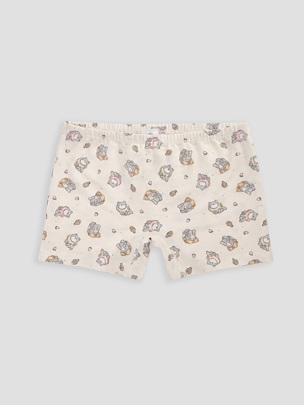 Ekru Baskılı Kız Çocuk Boxer
