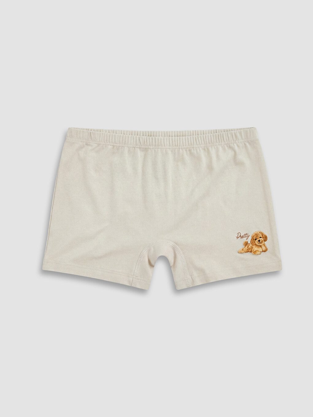 Bej Baskılı Kız Çocuk Boxer