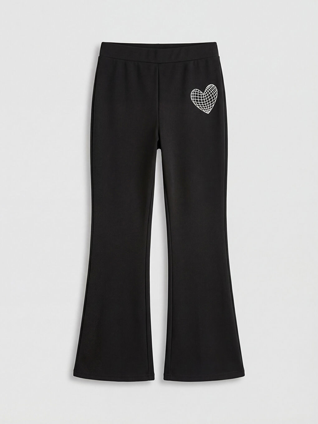 Siyah Kız Çocuk Baskılı İspanyol Paça Tayt