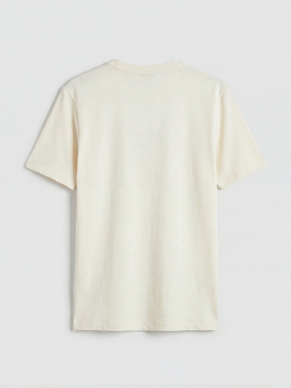 Bej Bisiklet Yaka Baskılı Erkek Tişört-1