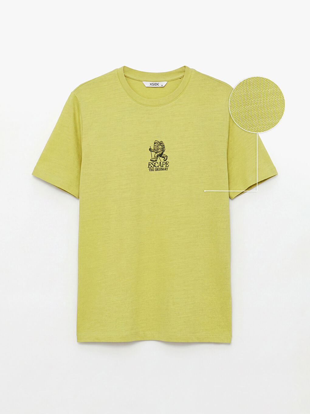 Sarı Bisiklet Yaka Baskılı Erkek Tişört