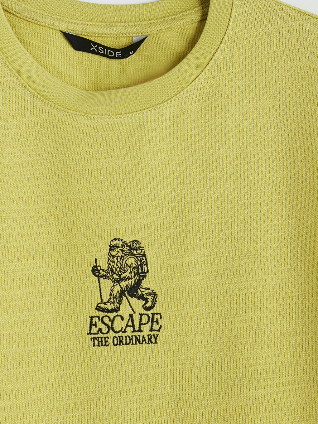 Sarı Bisiklet Yaka Baskılı Erkek Tişört-2