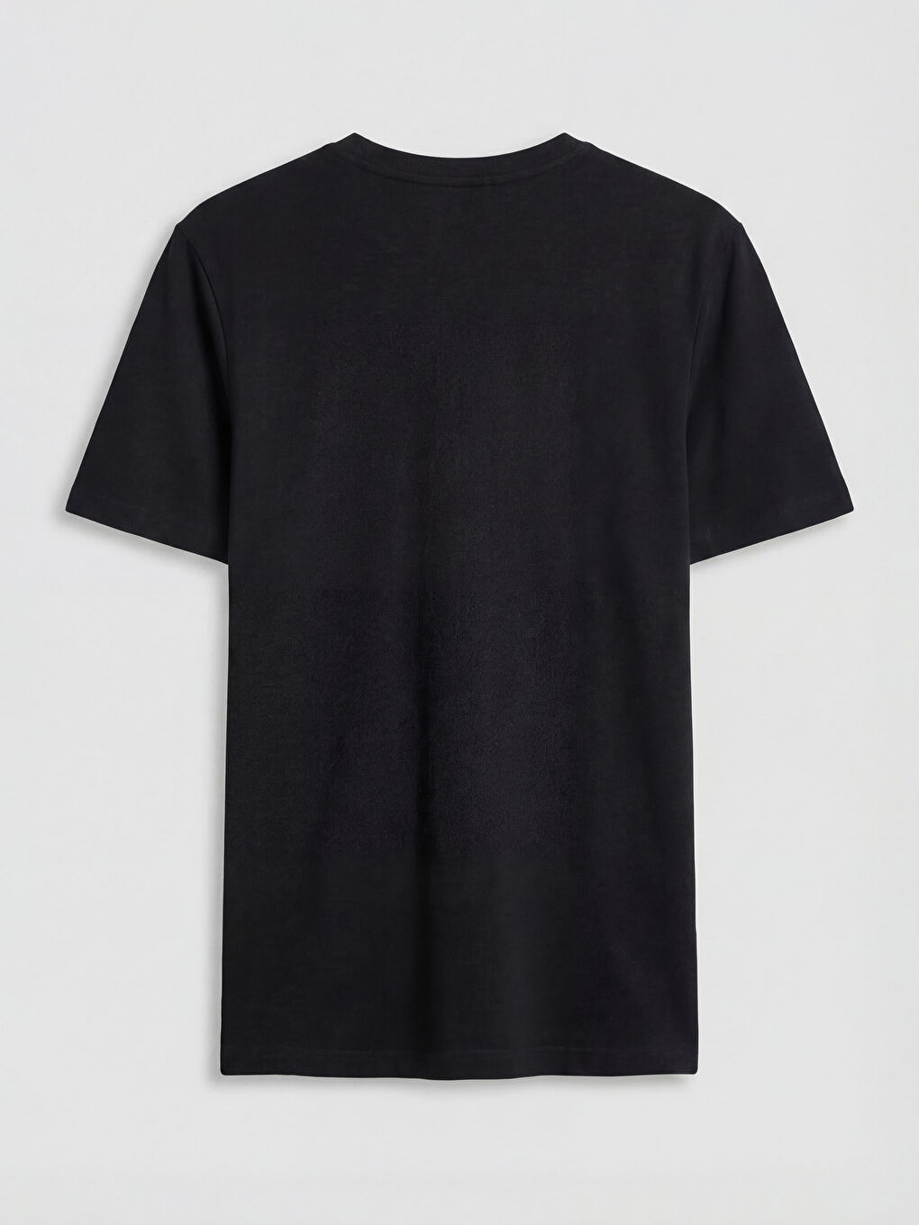 Siyah Bisiklet Yaka Baskılı Erkek Tişört-1